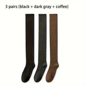 TEMU 3켤레 6켤레 가을 겨울용 오버 니즈 삭스 여성용 기모 안감 두꺼운 따뜻한 테리 허벅지 양말 JK 유니폼 하이 튜브 미끄럼 방지 롱 튜브 여성용 양말