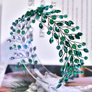 TEMU 중동 축제 여성용 코스튬 헤어밴드, 녹색 합성 라인스톤 장식, 핸드메이드 신부 웨딩 헤어 액세서리, 트렌디한 헤어 장식, 여성 파티 선물 및 액세서리 HP799에 적합.