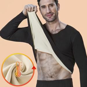 TEMU 남성용 가을 겨울 보온 내의 상의, 스키 겨울용 따뜻한 베이스 레이어 셔츠, 슬림핏 긴팔 크루넥, 양면 두꺼운 보온 셔츠, 1개