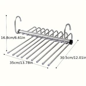 TEMU 접이식 다기능 바지 걸이, 다층 흔적 없는 가정용 매직 바지 클립, 옷장 수납 도구|바지걸이