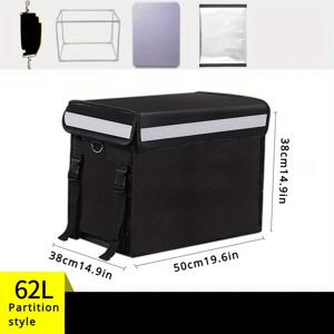 TEMU 62L 넉넉한 옥스포드 원단 배달 가방 (컵 홀더 및 지지대 포함), 상업용 음식 배달을 위해 설계된 보온 쿨러 백, 휴대용 트레이 및 파티션 포함.