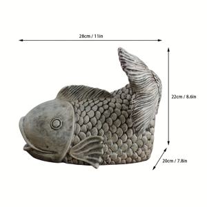 TEMU 레진 물고기 조각상 정원 장식 - 클래식 동물 배수구 확장 및 스플래시 블록, 3.1x3.2인치 야외용 워터 플로우 디바이더, 부활절, 마당, 파티오 및 정원 장식을 위한 상세한 스케일 질감