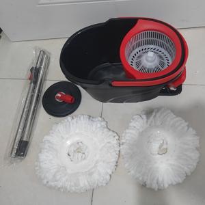 TEMU 회전식 물걸레 손세척 가정용 청소 물걸레통 세트, 텔레스코픽 레버 발 압력 이중 구동 물걸레 걸레