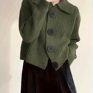 TEMU 여성용 대형 버튼과 라펠이 있는 넉넉한 핏의 편리하고 다재다능한 긴팔 가디건 스웨터가 있는 인기 캐주얼 패션 루즈핏 가을/겨울 신상 컬렉션