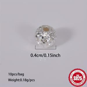 TEMU 7~10개입 S925 925 실버 스파클링 비즈, 자동차 꽃 비즈, 곡선 칼 비즈, 크러쉬 아이스 팔찌 제작.