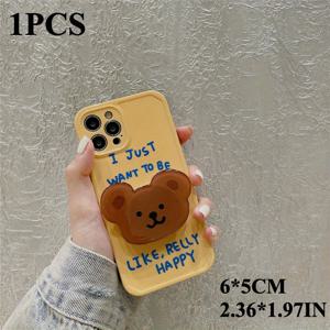 TEMU 1개 곰돌이 아바타 스탠드-아웃 폰 그립, 푸시풀 모바일 홀더, 텔레스코픽 슬러치 유니버설 마운트, 핸즈프리 사용, 안전한 고정, 스마트폰 액세서리|그립톡|핸드폰거치대