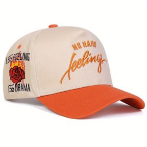 TEMU 남성용 NO HARD 레터 베이스볼 캡 - 조절 가능한 트럭커 모자, 플랫 자수 디자인, 야외 여행 및 캐주얼 착용용 통기성 6패널 디자인 - 블랙, 봄/가을 패션 액세서리, 비치 햇, 여행용 헤드웨어, 스타일리시 헤드기어, 편안한 핏, 트렌디한 헤드웨어, 가벼운 구조, 여름 여행자용