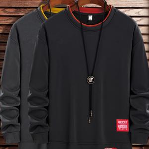 TEMU 2개 세트, 남성 캐주얼 루즈핏 긴팔 크루넥 풀오버. 부드럽고 세탁기 사용 가능한 폴리에스터 소재, 캐주얼 복장과 데이트 나이트에 완벽. | 스트레치 원단