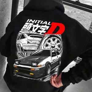 TEMU 남성용 가을 겨울 패션 프린팅 후드집업 안감 포함, 다용도 캐주얼 루즈핏 스웨트셔츠 XZ133-S