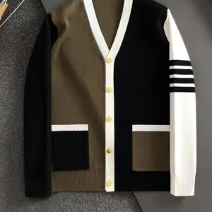 TEMU 템주진 OBM 남성 패션 오리지널 하이엔드 트렌디 자카드 니트 가디건