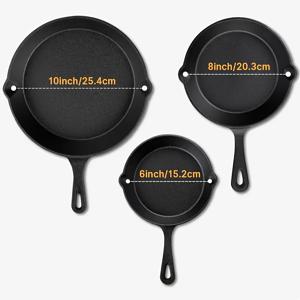 TEMU 3피스 주철 프라이팬 세트 (드립 스파우트 포함), 내구성 강화 프리시즌 열 보존 조리기구, 논스틱 다목적 팬, 인도어 및 아웃도어용 인체공학적 손잡이|다리미