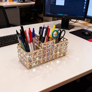 TEMU 3-In-1 사각 골든 주철 메탈/ 메이크업 보관 바구니 - 다기능 정리함, 제품 진열 랙, 사무실 책상 펜 홀더, 가정, 사무실 책상, 욕실 화장대 수납 상자, 향수 정리함에 적합|향수