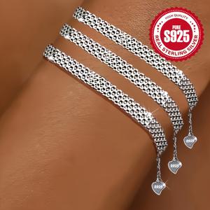 TEMU 3개 세트 우아한 실버 팔찌, 스털링 실버 여성용 팔찌 | 고품질 가벼운 패션, 일상 착용 및 휴일 선물에 완벽