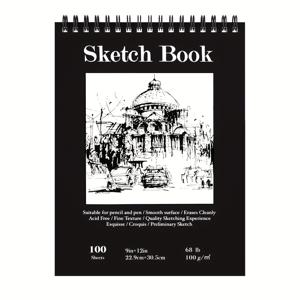 TEMU 1팩 Dzhzal 스파이럴 아트 스케치북 - 중량 68lb/100gsm 무산성 종이, 100장 스파이럴 스케치 패드, 레이플랫 바인딩, 드로잉, 페인팅, 연필, 마커용, 학생, 성인, (초보자 & 전문가)