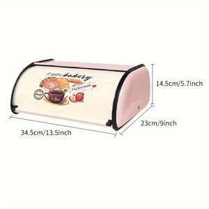 TEMU 1 딸기 뚜껑 빵 보관함 | 스테인리스 스틸 보관 상자, 다용도, 플립형 뚜껑, 전원 불필요, 정리용 보관 상자