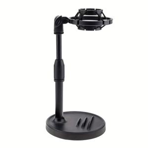 TEMU EPathChina 높이 조절 가능한 마이크 스탠드 (휴대폰 홀더 및 무게추 포함) - 헤비듀티 데스크 포디움 테이블, 미끄럼 방지 마이크 붐, 스트리밍, 녹음 스튜디오, 팟캐스팅, 스트리밍, 게이밍, 온라인 수업용 호환