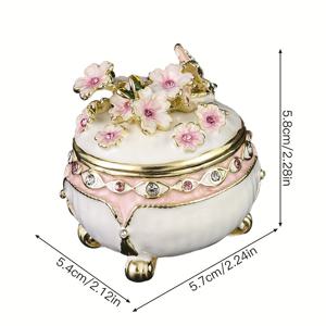 TEMU 우아한 북유럽 스타일 벚꽃 주얼리 보관함 - 원형 수납 용기, 홈 데코에 완벽한 선택, 귀걸이, 반지, 목걸이 등에 적합