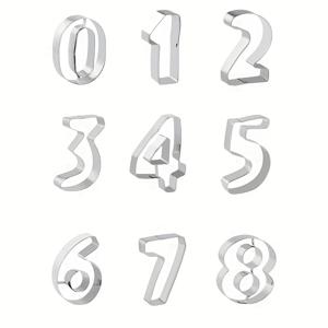 TEMU 9피스 디지털 쿠키 다이 커터 세트, 생일 숫자, 베이킹용 스테인리스 스틸 쿠키 다이 커터, 홈 쿠키용 디지털 모양 베이킹 도구, 쿠키, 반죽
