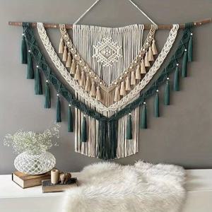 TEMU 아름다운 에스닉 익스오틱 핸드메이드 태피스트리, TV 배경 및 침실 장식에 완벽 - 당신의 공간을 부드러운 북유럽 스타일로 채워보세요