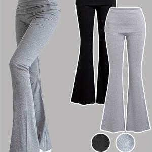 TEMU 아동복: 여름 아동 단색 심플 캐주얼 플레어 팬츠, 플리츠 팬츠 2pcs 세트, 여름 탄성 스포츠 캐주얼 단색 심플 플레어 팬츠 2pcs 세트, 여아용