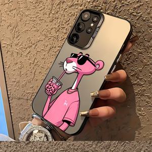 TEMU 갤럭시 S25 S24 S23 S22 S21 S20 FE 울트라 플러스 4G 5G용 드링크 티 핑크 폰 케이스, 안티-드롭 매트 백 커버