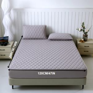 TEMU 패턴 퀼팅 매트리스 프로텍터, 방수 기능, 통기성 폴리우레탄 안감, 부드럽고 편안함, 호텔 및 임대 숙소에서 사계절 사용 가능