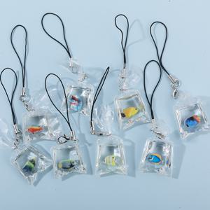 TEMU 랜덤 귀여운 폰 참 랜야드 8개 세트, 창의적인 금붕어 물방울 모바일 폰 체인 케이스 펜던트 백팩 장식 액세서리 선물