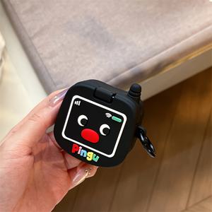 TEMU 에어팟 1 2 3 4 프로 프로2용 귀여운 펭귄 블랙 플립 미러 헤드폰 보호 케이스