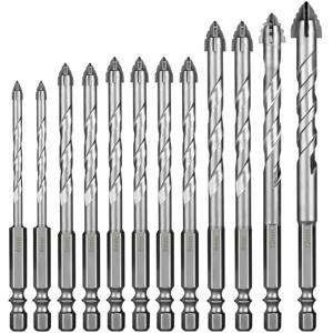 TEMU 12개 콘크리트 카바이드 드릴 비트 세트 헥스 샹크 석공 시멘트 타일 드릴 비트 세트 헥스 샹크 유리/벽돌/플라스틱/나무/도자기/알루미늄/타일용 5/32