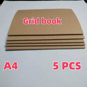 TEMU A4 크라프트 종이 커버 격자 노트 5권 세트 {미술 디자인 드래프트, 창의적인 낙서, 수학 연습용 스트치지, 접이식 공예 프로젝트}|A4용지