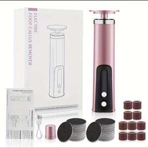 TEMU 새로운 휴대용 전동 발 트리머 - USB 충전식 발 파일 도구, 속도 조절 가능, 휴대용 트리머, 2개의 연마 헤드 및 10개의 사포 패드 포함.