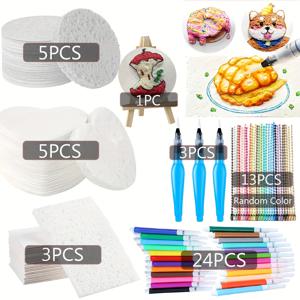 TEMU 54피스 폼 텍스처 페인팅 세트, 3D 확장 폼 시트 포함 - 무독성, 생생한 색상 DIY 공예, 3D 조각, 콜라주 & 캘리그라피용 - 페인트, 마커, 파스텔과 호환 - , 교사, 성인을 위한 이상적인 아트 재료 - 3종류의 텍스처 종이 포함, 창의적인 프로젝트, 전문적이고 재미있는 아트 활동용|캘리그라피|DIY