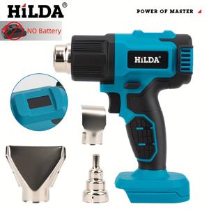 TEMU 배터리 또는 충전기가 없는 무선 블루 열풍기. 마키타 18V/21V 배터리와 호환되며, 노즐 3개 포함. 최대 온도 989.6°F (532°C)까지 이를 수 있습니다. 공예, 수축 튜브, 레진 및 장식에 이상적입니다 (배터리 미포함)