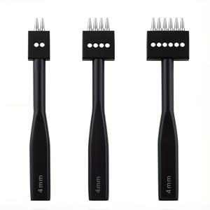 TEMU 3pcs HOBBYWORKER 가죽 펀치 세트 - 헤비듀티 4/5/6mm 프롱 펀치 도구 키트, 라운드 홀 & 레이싱 스티칭 치즐 포함, 가죽공예, DIY 가죽 작업, 지갑 & 벨트 제작 도구 공급 (전문가 & 취미용) - 호환 가능, DIY 지갑 제작