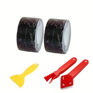 TEMU 2롤 1.5*125.98인치 자가 점착 방수 아름다운 틈새 주방 스티커 (도구 3개 포함), 싱크대 자가 점착 물막이 스트립, 주방 및 욕실 방수 테이프 변기, 아름다운 틈새 변기 스티커, 스토브 스티커 자가 점착|변기부속품