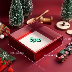 TEMU 그녀/그를 위한 선물 - 우아한 레드 & 골드 럭셔리 선물 상자 (투명 뚜껑) - 튼튼한 골판지 구조, 넓은 개구부와 둥근 모서리 디자인, 기념일, 어버이날, 크리스마스, 새해, 발렌타인데이에 적합 - 내구성 강화 및 간편한 조립