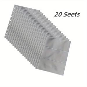 TEMU 20장 (총 60포켓) 헤비듀티 플라스틱 통화 바인더 페이지 - 매 장당 3포켓 내구성 지폐 슬리브, 돈, 우표, 티켓, 수집품, 여권 크기 문서용 - 바인더 정리함과 호환 가능