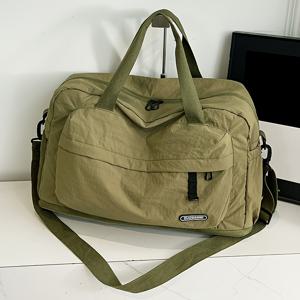 TEMU 대용량 확장형 여행 더플백 - 독립 신발 수납공간 포함, 헤비듀티 나일론 체육관 & 숙박용 스포츠 가방, 캠핑, 휴가, 주말용 다기능 수납 - 확장 가능한 바닥 (카키/다크 브라운/레드/그린/블랙)