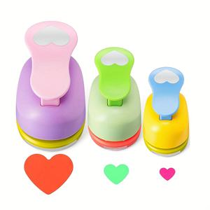 TEMU 3pcs 하트 모양 펀치 세트, 3가지 사이즈: 8mm, 16mm, 25mm, 카드 만들기, 스크랩북 DIY 앨범, 사진 정리, 사무용품에 적합, 랜덤 색상