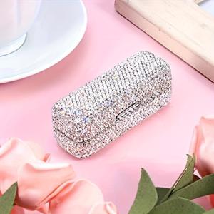 TEMU 고급스러운 립스틱 케이스 - 반짝이는 라인스톤 디자인, 거울 포함 휴대용 고품질 메탈 화장품 보관함, 생일, 기념일 및 발렌타인데이를 위한 완벽한 선물 - 매력적인 립스틱 보관, 귀여운 메이크업|립스틱