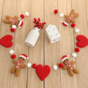 TEMU 1개 진저브레드 맨 가랜드 펠트 캐릭터 - 부드러운 펠트 크리스마스 트리 & 벽난로 걸이 장식, 진저브레드 쿠키 파티 배너, 크리스마스 벽, 벽난로 DIY 공예 - 쉬운 걸이 휴일 장식