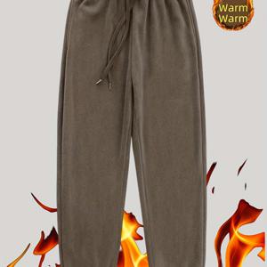 TEMU 남성용 안감 두꺼운 조거 팬츠 - 뒷주머니 포함, 슬림핏 겨울 트레이닝 짐 팬츠, 테이퍼드 레그 보온 운동용 캐주얼 팬츠 (단색, 세탁기 사용 가능)