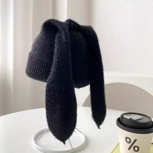 TEMU 1개 여성용 신축성 토끼귀 겨울 모자 - 가벼운 통기성 디자인, 스키 및 새해 파티용, 세탁기 사용 가능한 추운 날씨용