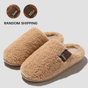 TEMU 남녀 공용 플러시 기모 안감 슬립온 슬리퍼 - 부드럽고 따뜻한 겨울 실내화, EVA 밑창, /브라운/레드/ - 아늑한 실내/외 신발|슬리퍼|실내화