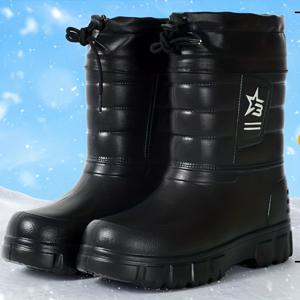 TEMU 남성용 겨울 기모 안감 따뜻한 캐주얼 스노우 부츠, 슬립온 아웃도어 하이탑 슈즈, 작업화 - 완벽한 휴일 선물, 겨울 날씨 필수템.