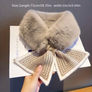 TEMU 여성용 플러시 스카프 | 부드럽고 편안함, 방한 및 보온, 귀여운 디자인, 체크 무늬 패셔너블 다용도 스카프, 10계절에 적합, 자카드 원단, 드레시 스타일, 손세탁 또는 드라이 크리닝