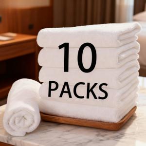 TEMU 10팩 대형 화이트 스파 타월 - 헤비듀티 두꺼운 & 초흡수 마이크로화이버 목욕타월, 살롱, 마사지, 스파, 호텔용 - 여성 & 남성용 부드러운 헤어 드라이 타월, 세탁기 사용 가능, 대량 팩
