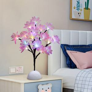 TEMU 1개 인조 데스크탑 트리 조명, 컬러풀 라이트 홈 데코, 핑크 광섬유 꽃 빛나는 소형 트리 조명, 배터리 구동 (배터리 미포함), 테이블탑 장식 | 크리스마스 데코 | 침실 거실 야간 조명, 웨딩, 파티, 생일 및 휴일 축하용