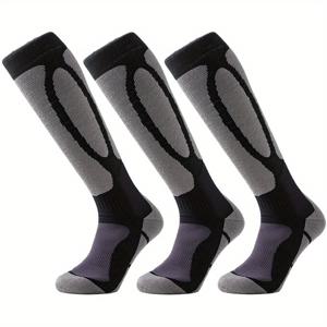 TEMU 1/3켤레 남녀용 스키 양말 발목 부스러기 방지 | 미끄럼 방지, 보온, 통기성, 충격 방지, 스키/스노보드 전문 운동용, 폴리에스터, 엘라스테인, 미드 카프, 니트 원단