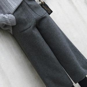 TEMU 여성용 와이드 레그 팬츠 가을/겨울 9단 팬츠 스몰 하이웨이스트 캐주얼 8단 다용도 그레이 팬츠